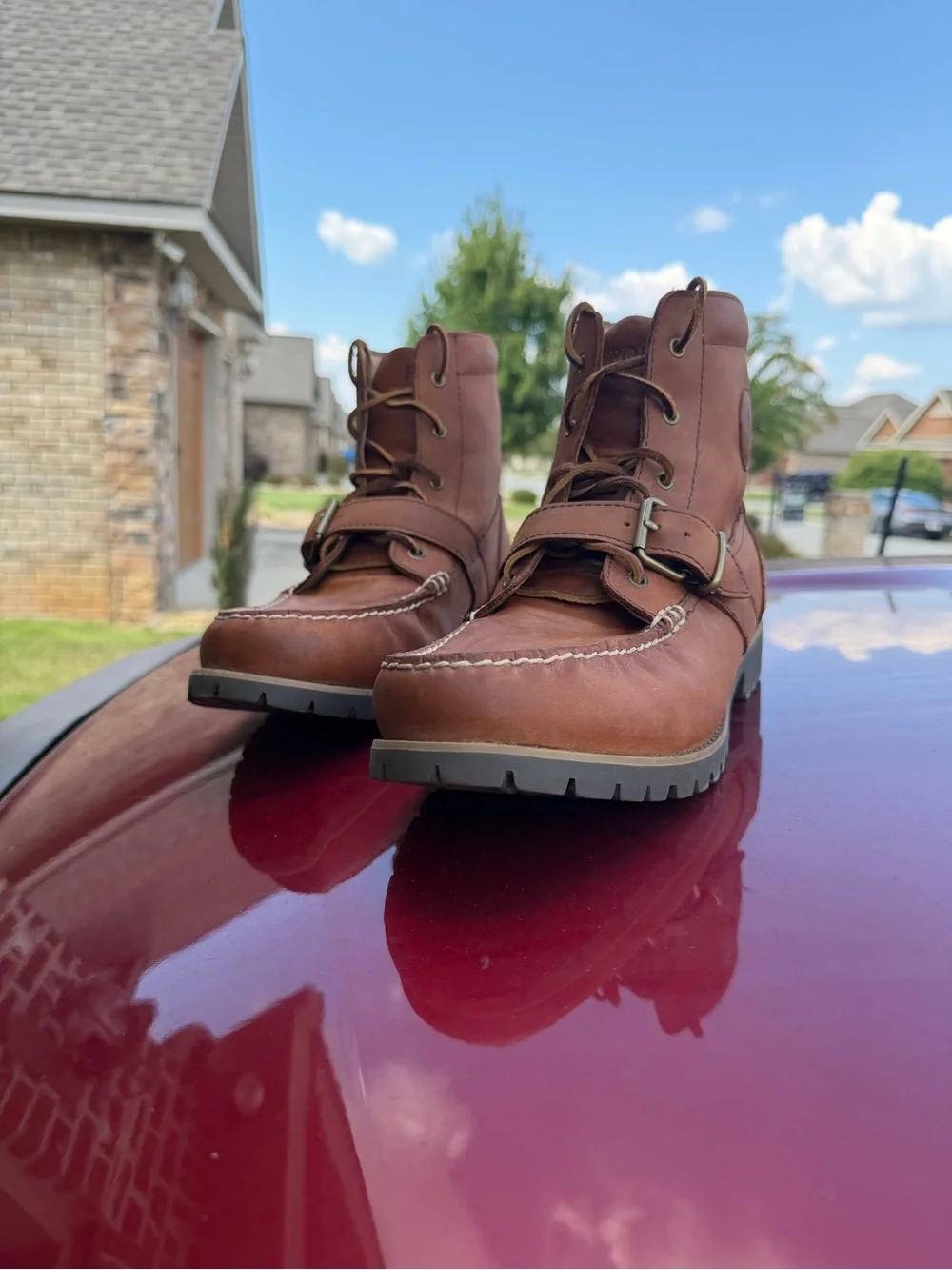 Polo Ralph Lauren Ranger Boots Brown Leather Men US 12D With Box